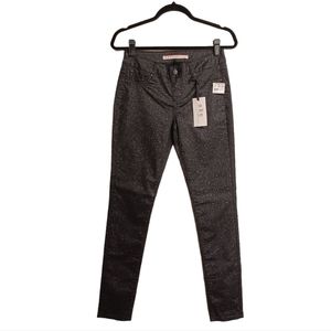 STANDARDS & PRACTICES Silver Glitter Shimmer Print Black Skinny Jeans 26 NWT